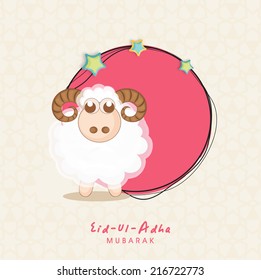 Muslim community festival of sacrifice Eid-Ul-Adha greeting card with sheep.