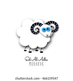 Muslim community festival of sacrifice Eid-Ul-Adha greeting card with sheep. Vector illustration, eps10