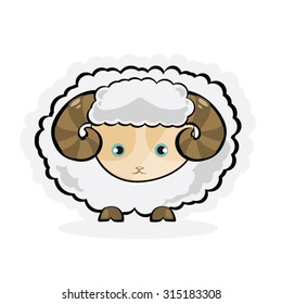 Muslim community kurban bayram - festival of sacrifice Eid Ul Adha greeting card or background with sheep on white background.