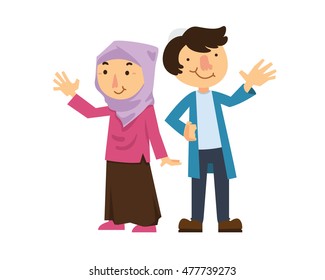 Muslim Couple Character - Greeting From Us
