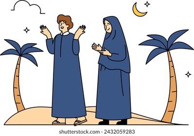 Muslim couple chatting with each other