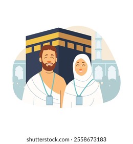 Muslim couple is doing Islamic hajj 