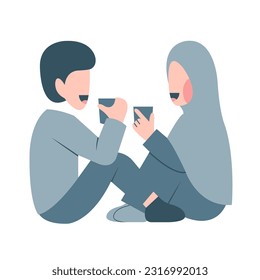 Muslim Couple Having Coffee Date