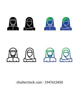 Muslim couple icon set, eps 10 format