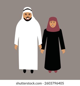 Muslim Couple Icon and Sign Vector Illustration