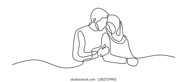 Muslim Couple Oneline Continuous Single Line Art Editable Line