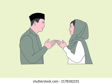 Muslim couple shaking hands in Ramadan