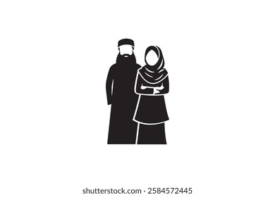 Muslim Couple Silhouette Icon vector 