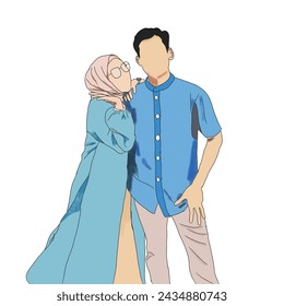 Vector de pareja musulmana adecuado para el mes de Ramadán