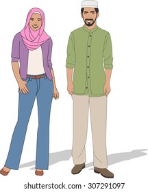 Muslim couple wearing traditional clothes
