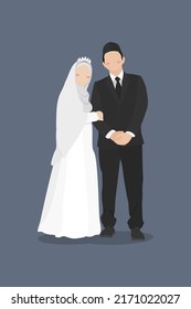 Muslim couple wedding illustration, Muslim wedding vector