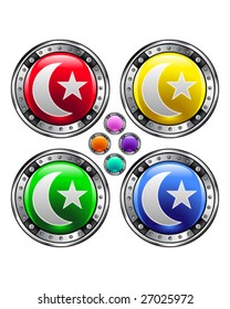 Muslim Crescent icon on round vector button