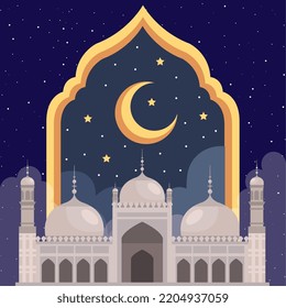 muslim culture mosque with crescent moon