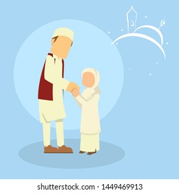 muslim daoing halal bi halal vector illustration design