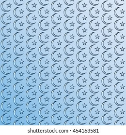 Muslim design. Abstract pattern in Arabian style. Islamic ethnic ornaments. The crescent and star. Religious traditions. Elegant background for cards, invitations. Vector illustration.
