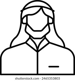 Muslim diversity people icon with black outline style. muslim, man, ramadan, arabic, islam, islamic, arab. Vector Illustration