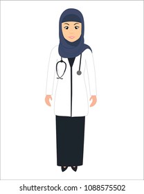 A Muslim doctor. Profession. Isolated, vector illustration.