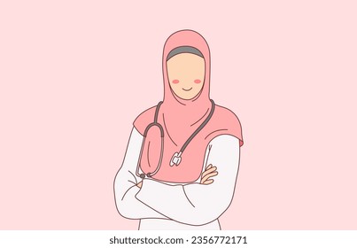 Muslim doctor wearing hijab Illustration