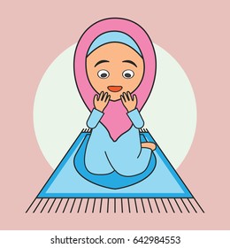 Muslim doing praying (salah), Islamic concept for daily activity and Ramadan holy month, vector illustration