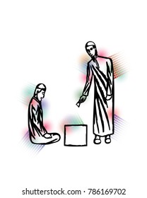 Muslim donate comic art style