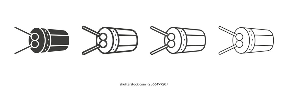 Muslim drum icon flat and linear vector illustration on white background.
