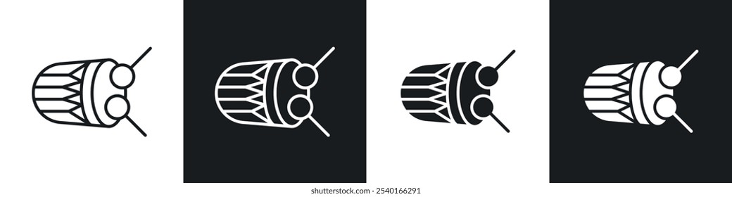 Muslim drum icon set. Vector symbols in black and white colors.