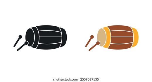Muslim drum icons in black and colored version