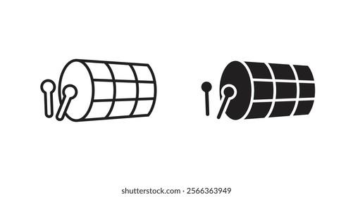 Muslim drum icons in line stroke and flat versions