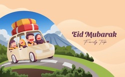 Muslim Family In Car Trip To Hometown During Eid Mubarak Celebration