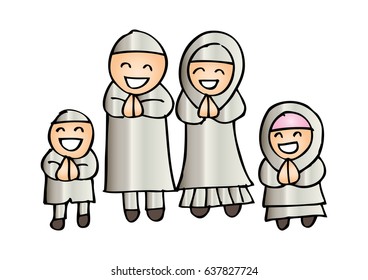 Muslim family cartoon