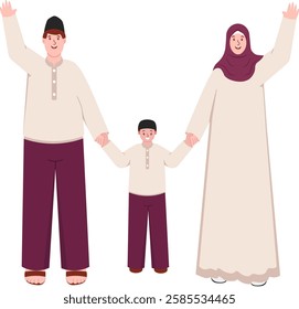 Muslim Family Celebrating Ramadan Illustration