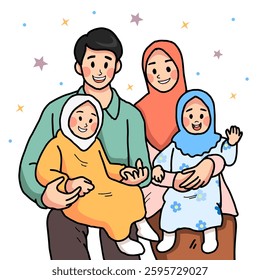Muslim family concept illustration for eid and ramadan
