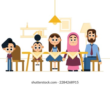 Muslim Family Dinner Time illustration