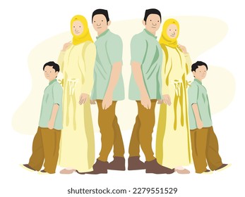 Muslim family fashion husband wife soft tone islamic theme