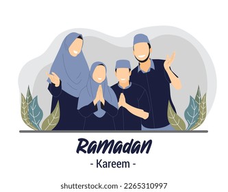 Muslim Family greeting Ramadhan Eid Al Fitr