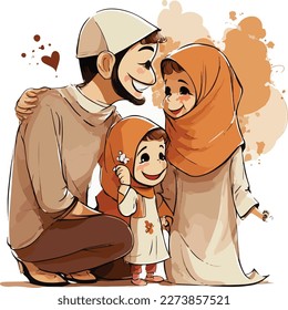 Muslim family together in Ramadan