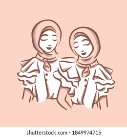 Muslim fashion logo illustration girl with hijab