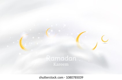 Muslim feast of the holy month of Ramadan Kareem. Greeting card template with crescent moon and cloud and light effect. Flat vector illustration EPS 10. Muslim feast of the holy month of Ramadan Kareem. Greeting card template with crescent moon and cloud and light effect. Flat vector illustration EPS 10.