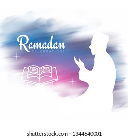 Muslim feast of the holy month of Ramadan Kareem. Vector illustration