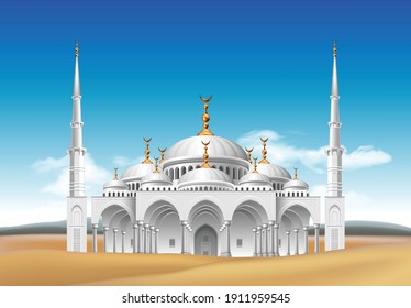Muslim feast of the holy month of Ramadan.  3D vector. High detailed realistic illustration