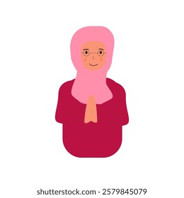 Muslim female characters wishing everyone a happy Eid al-Fitr.