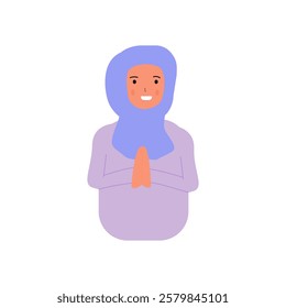 Muslim female characters wishing everyone a happy Eid al-Fitr.