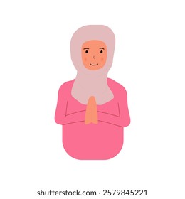 Muslim female characters wishing everyone a happy Eid al-Fitr.