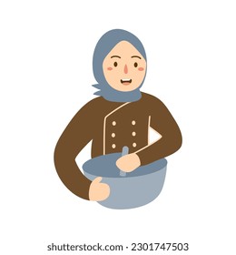muslim female chef wearing hijab