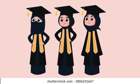  muslim female graduation wears black cap 