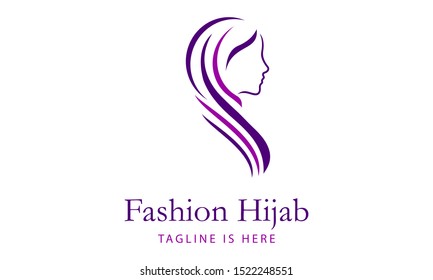 Muslim Female Hijab Logo Design Vector Stock Vector (Royalty Free ...