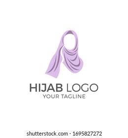 Muslim female in hijab , logo design, vector illustration