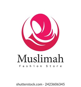 Muslim female in hijab Logo Fashion Woman Isolated On White Background.