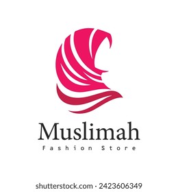 Muslim female in hijab Logo Fashion Woman Isolated On White Background.