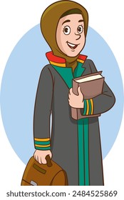 muslim Female lawyer Flat vector illustration. 